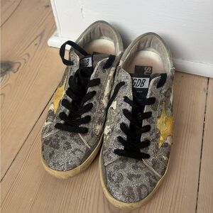 Golden Goose Glitter Camo Sneakers with Yellow Star